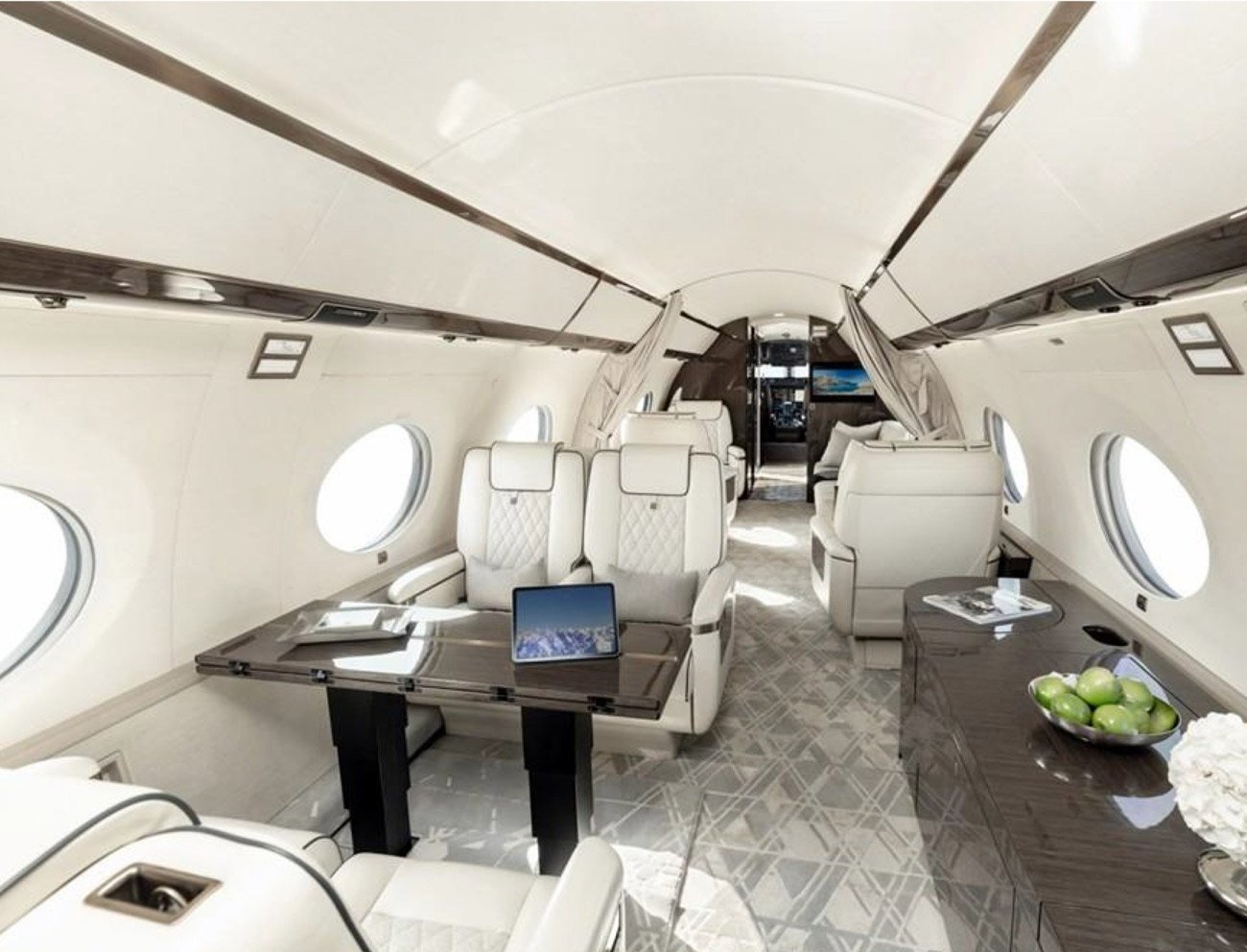Private jet cabin interior